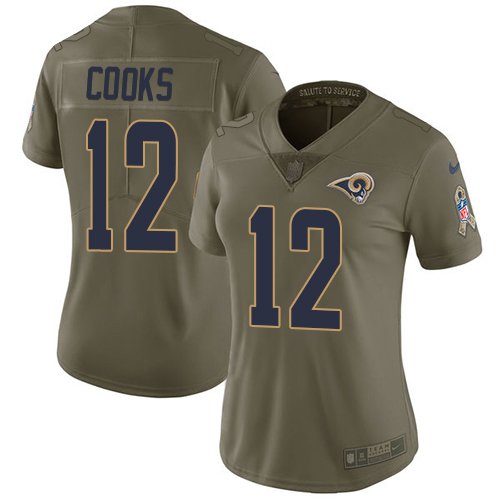 Nike Rams #12 Brandin Cooks Olive Women's Stitched NFL Limited Salute to Service Jersey
